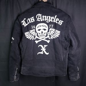 LA mens Black Rocker Zip Jacket Large